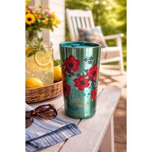 Pioneer Woman Green Floral Stainless Steel Tumbler 20 oz Insulated Travel Cup